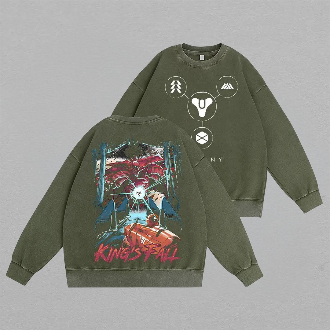 Destinys King's Fall Unisex Washed Crewneck Sweatshirt