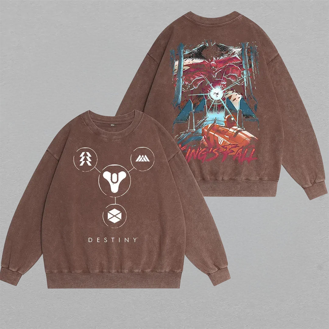 Destinys King's Fall Unisex Washed Crewneck Sweatshirt
